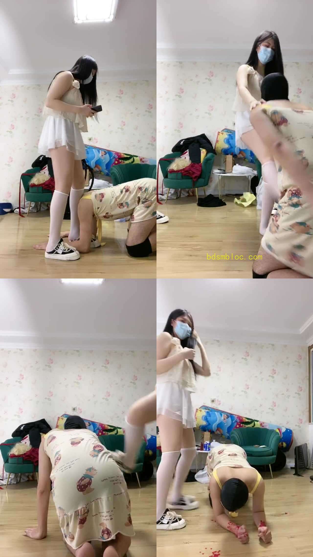 【桃子ya】白丝萝莉主调教变装狗-踢裆/滴蜡/舔白丝脚