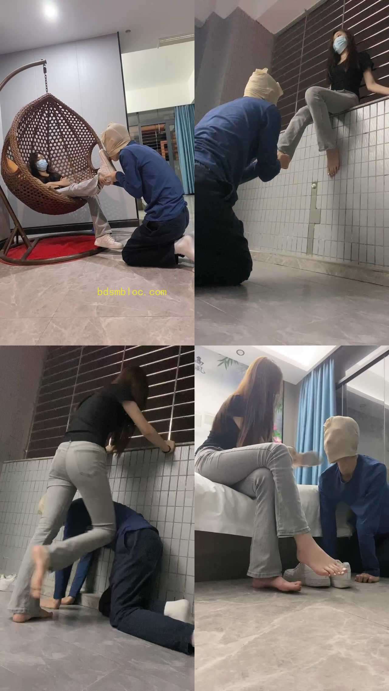 【妮妮子】抽耳光/小白鞋踩踏/清理脏鞋底/脚喂食/骑马