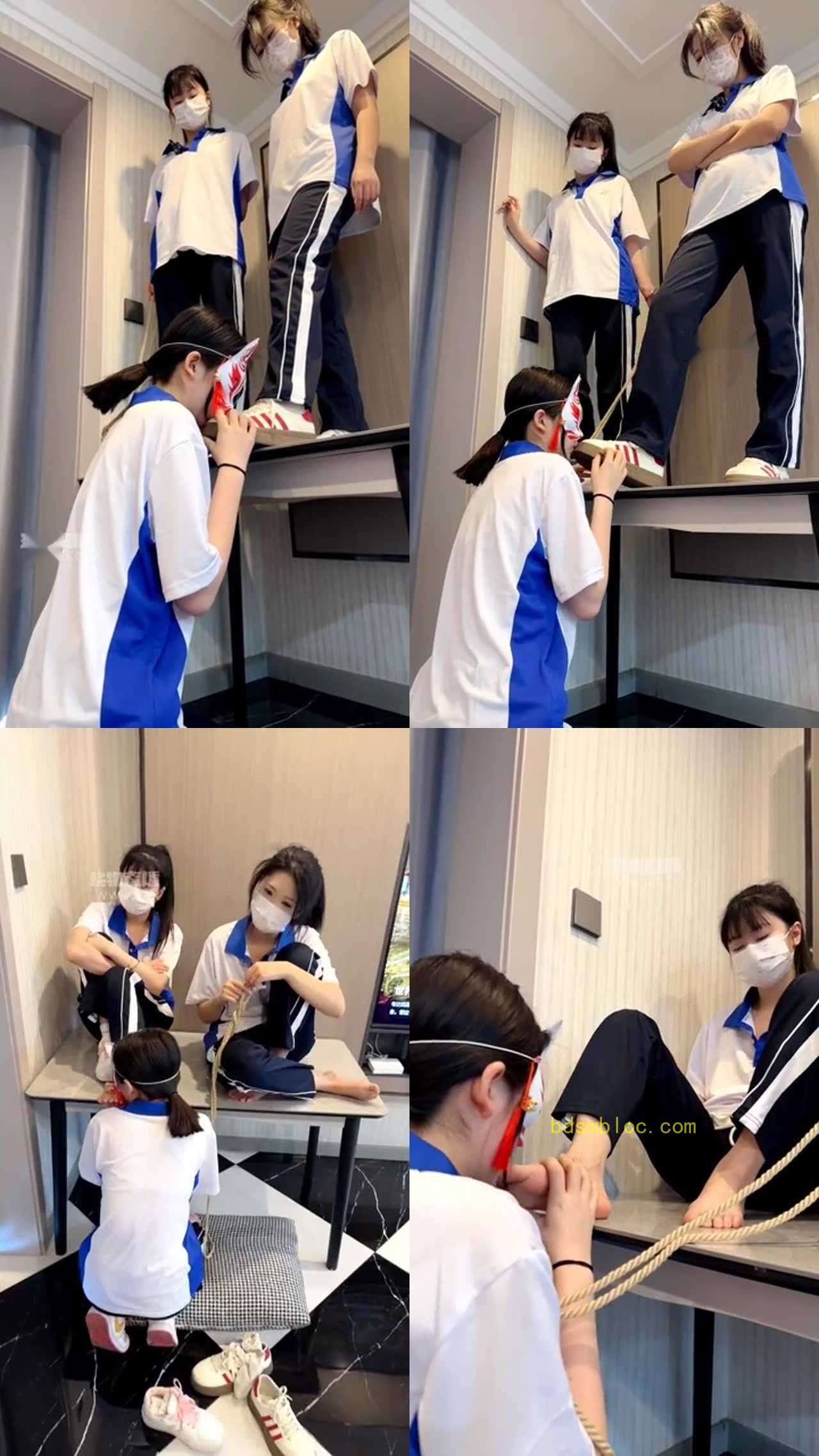 【足彩馆】双女主校服装霸凌调教母狗 女奴同学美脚侍奉