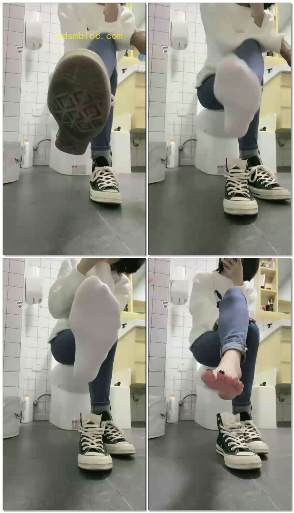 【桃子大大】牛仔裤帆布鞋棉袜第一视角红绿灯