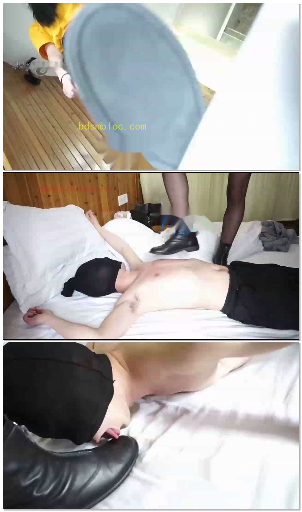 【黑丝诱惑】素女文员糖糖的初次调教之舔原味脏短靴篇