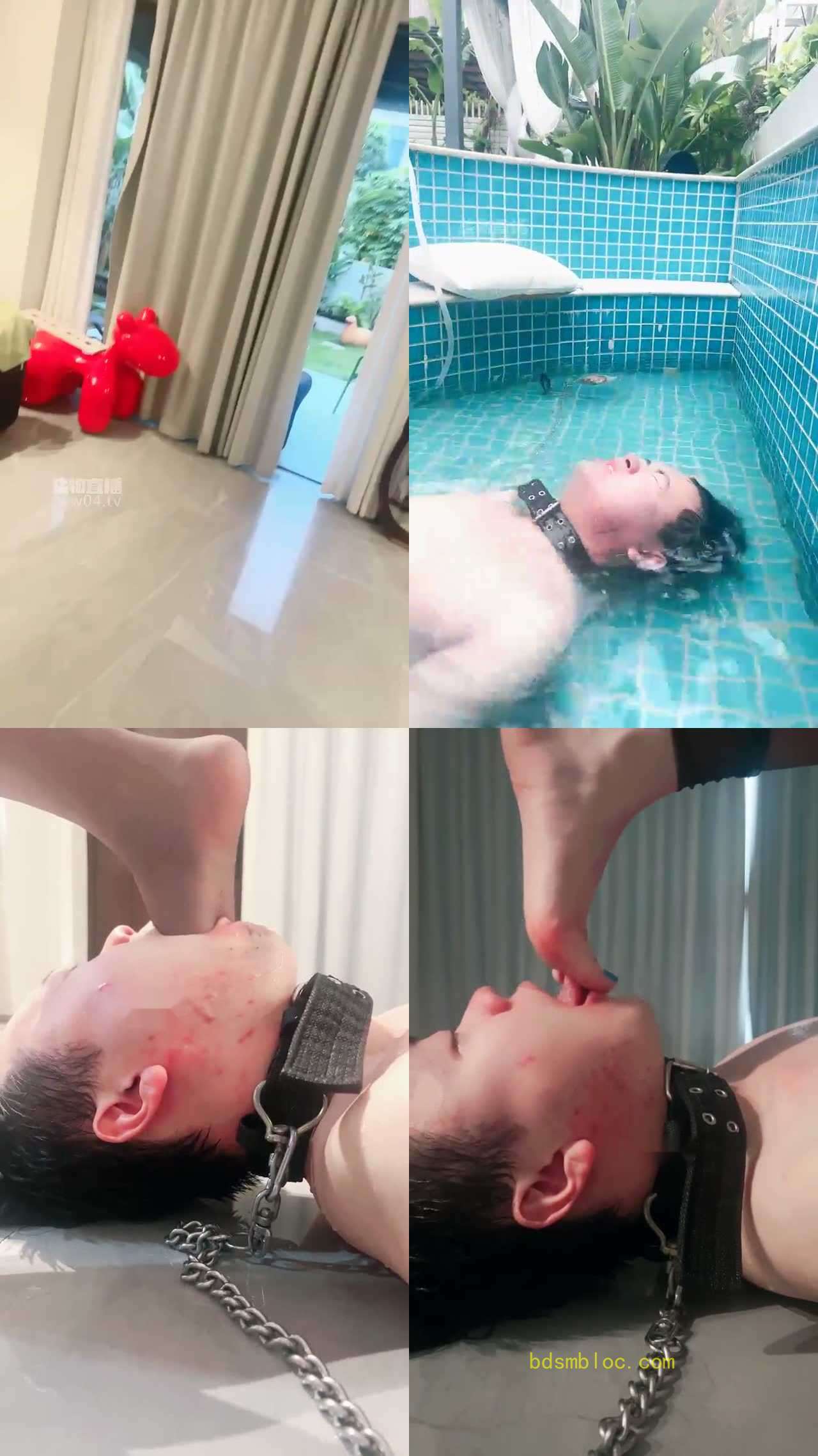 【黛樱】泳池黑丝裸足深喉 溺水窒息