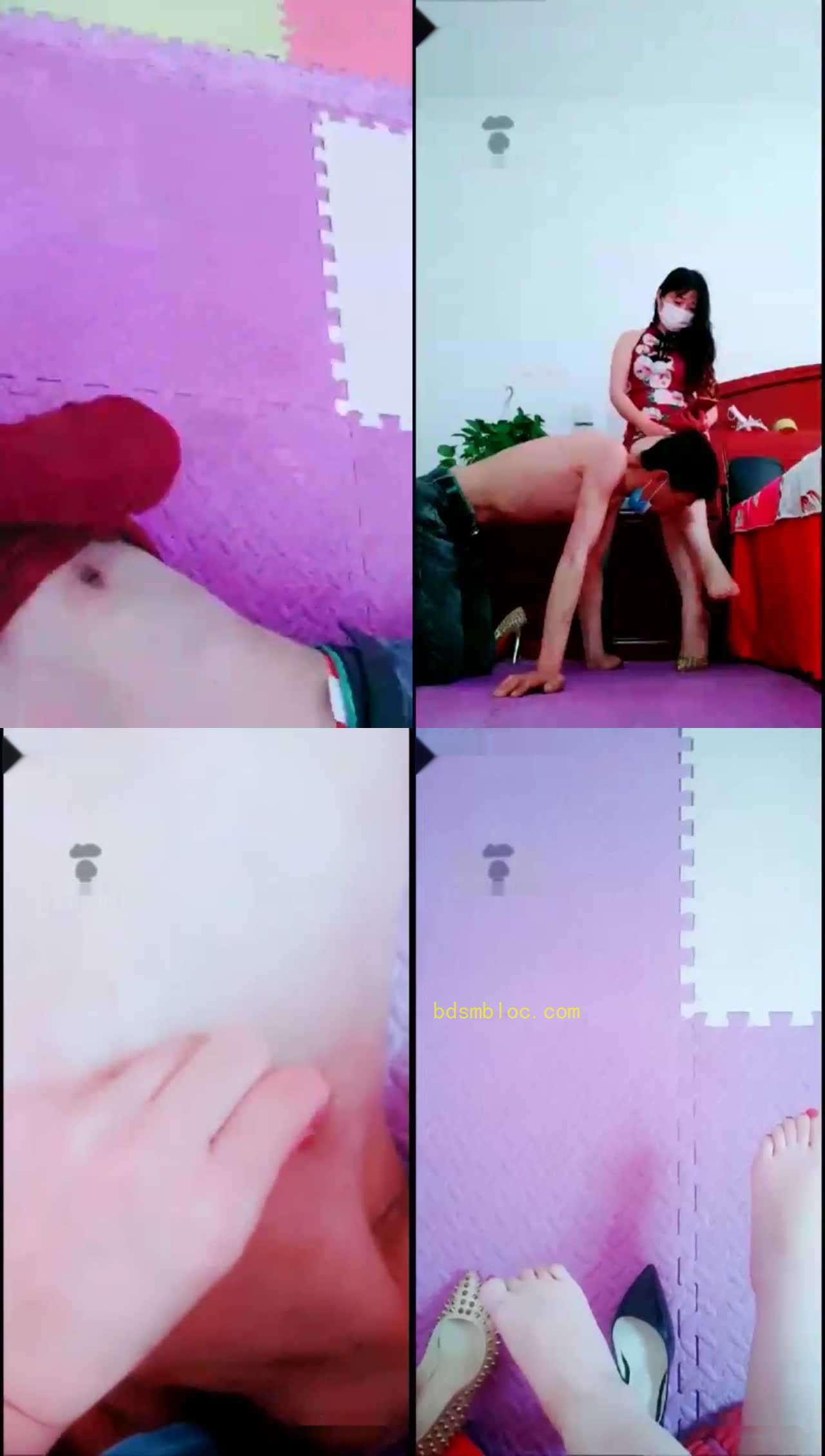 【聊城魅影】恋足耳光虐乳，恋足深喉虐乳耳光圣水泡口罩窒息