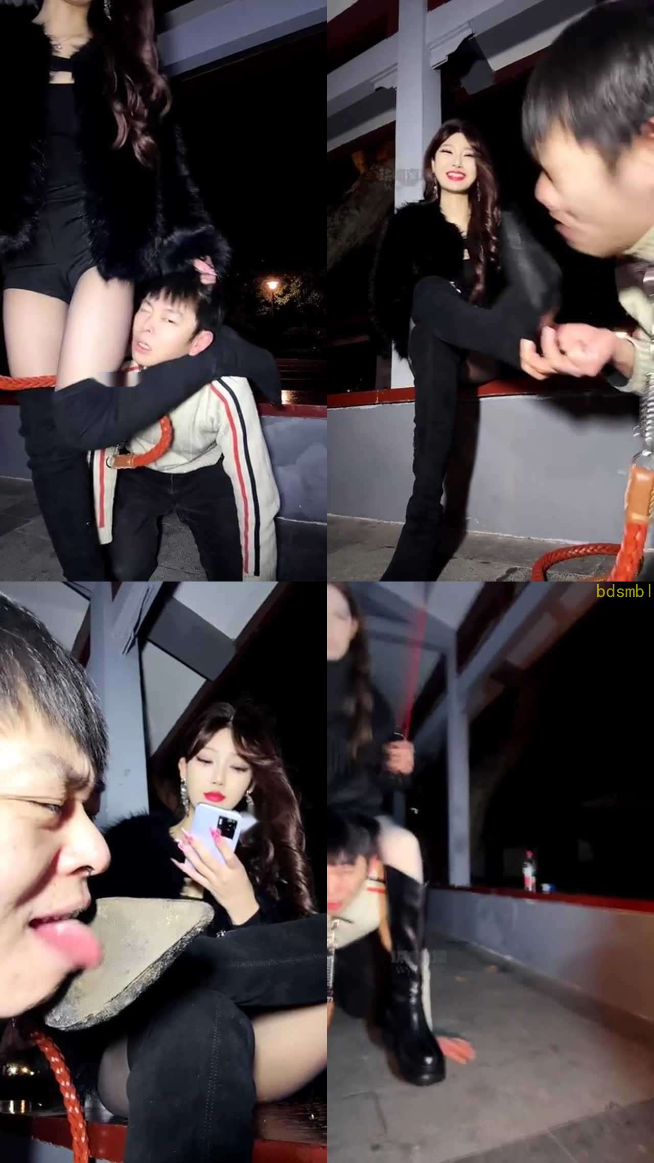 【司宁青】户外虐打调教小骚 路人经过也不带怕的