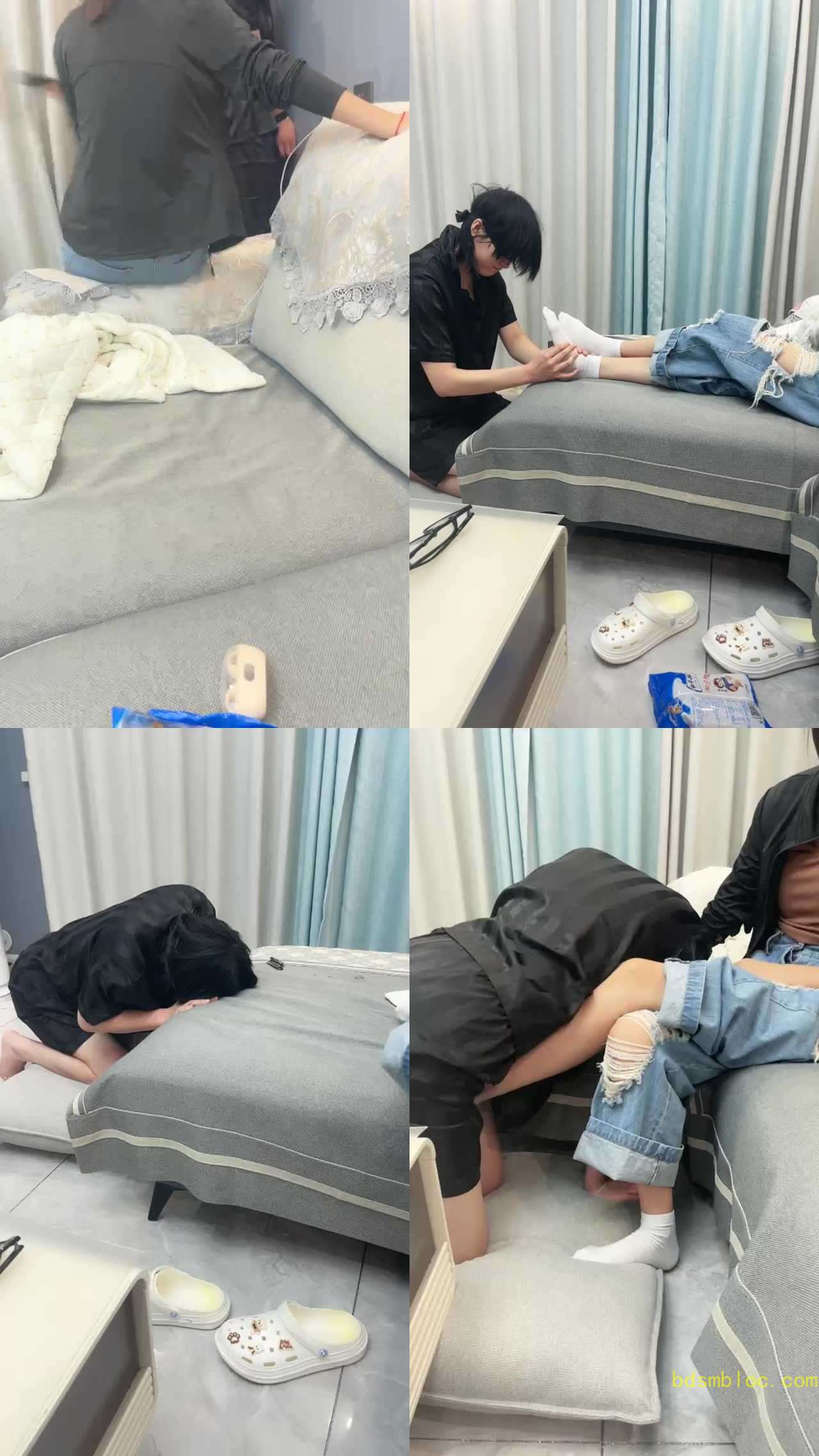 【尤黎】反绑强制电击/闻舔原味白袜裸足