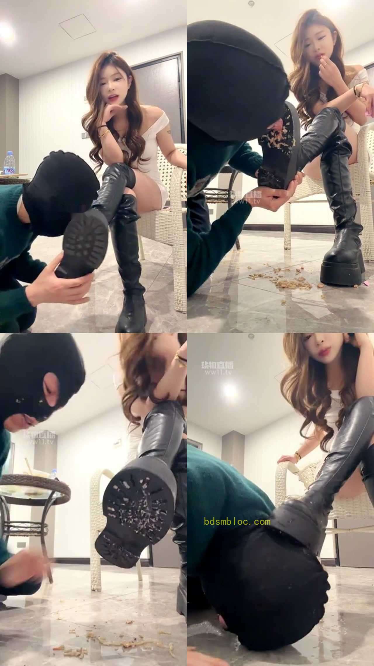 【未知女主】调教 长靴咀嚼物鞋底踩喂食
