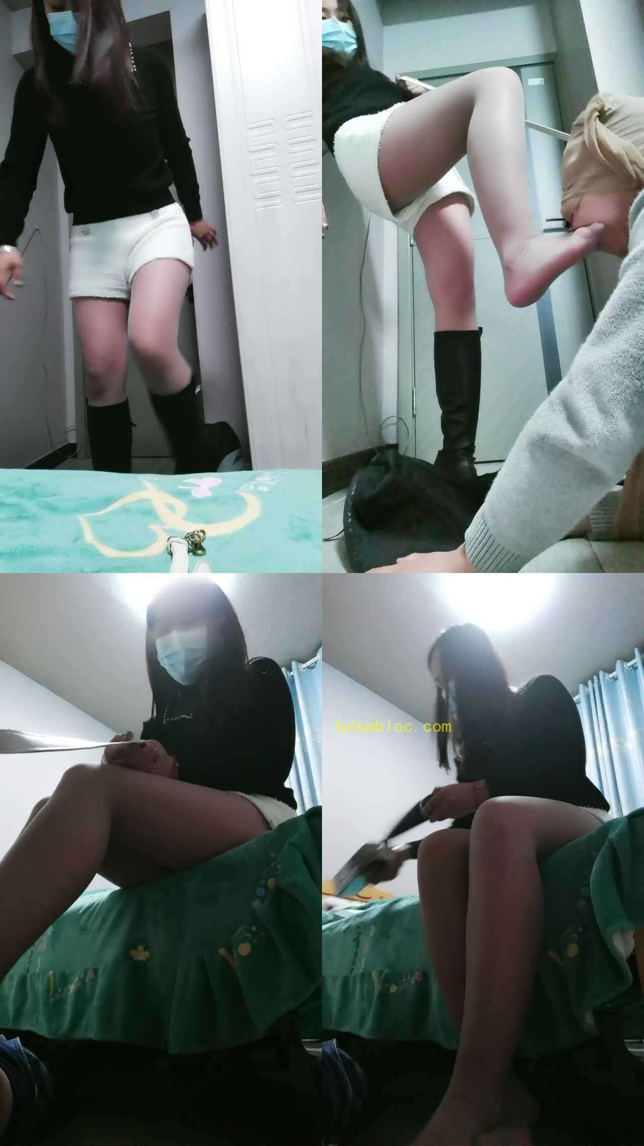 【晓安公主】TJ灰丝马靴踢档坐脸圣水里面的仙气