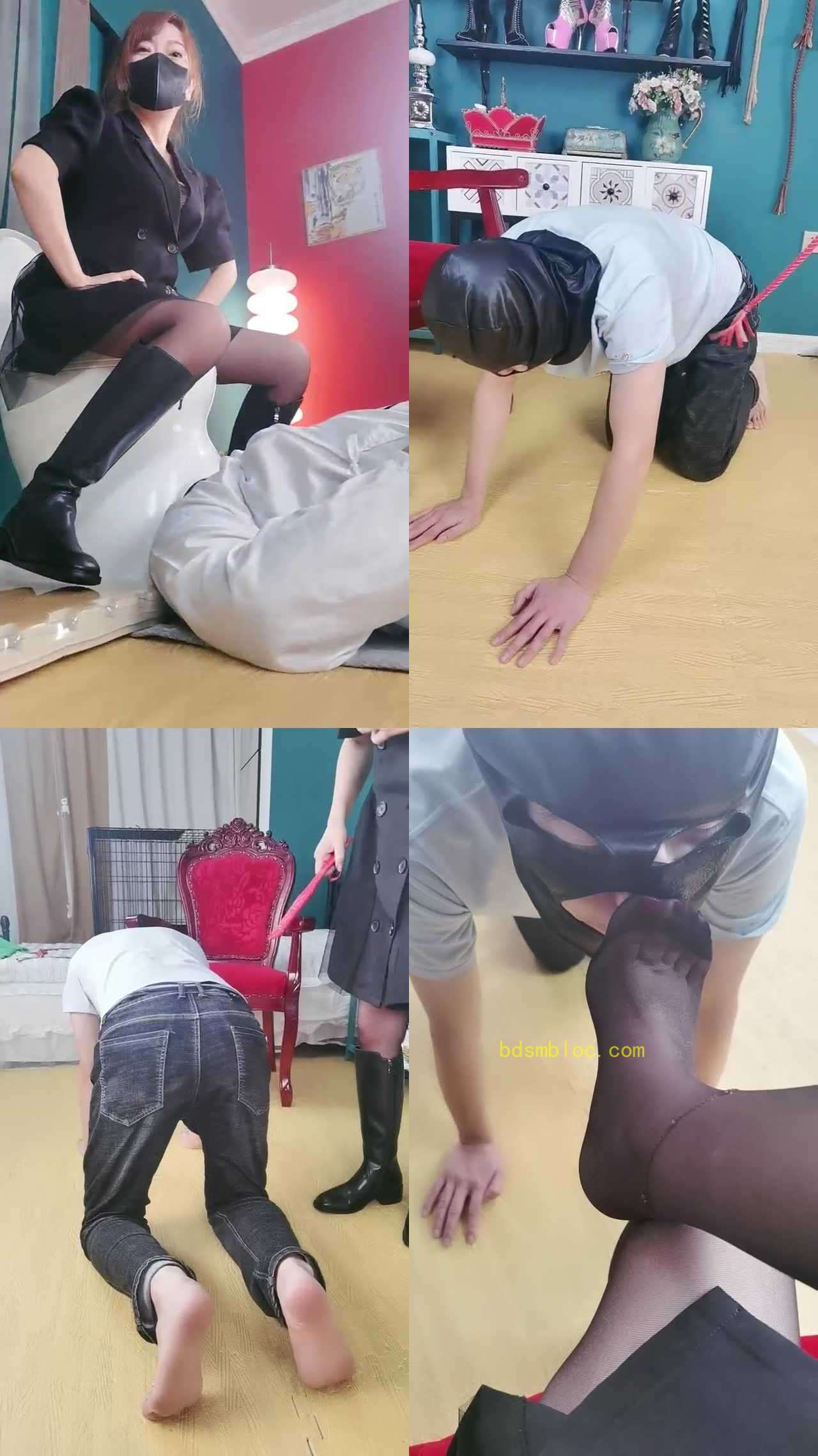 【魔鬼天使】人体马桶/长靴闻舔踩踏/打板子