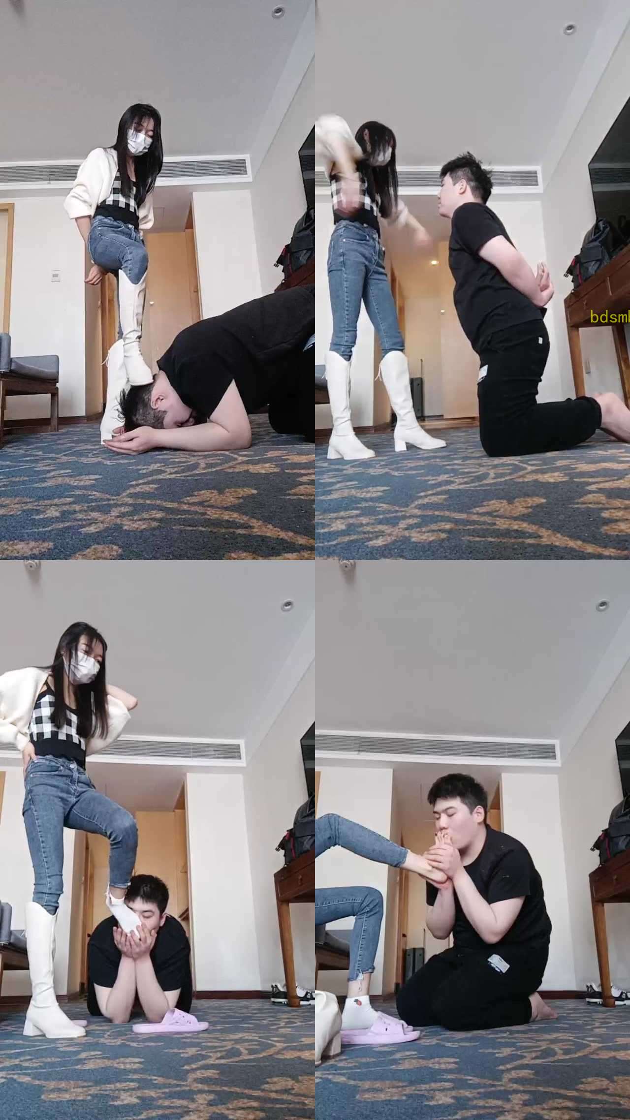 【小主十言】白靴羞辱全体重踩踏/踢裆虐乳/舔脚上浓痰