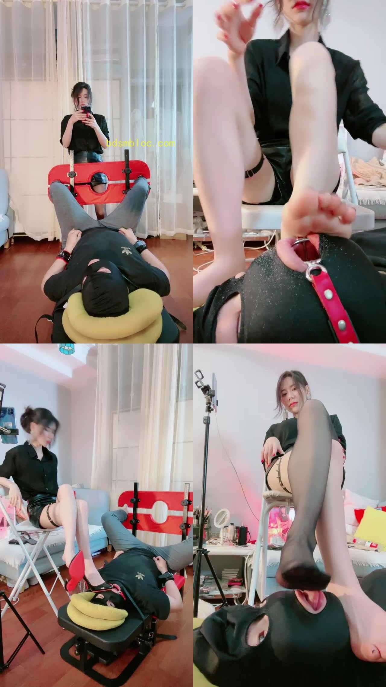【芷晴】吃脚皮脚指甲喝口水-刑具固定强制黑丝踩