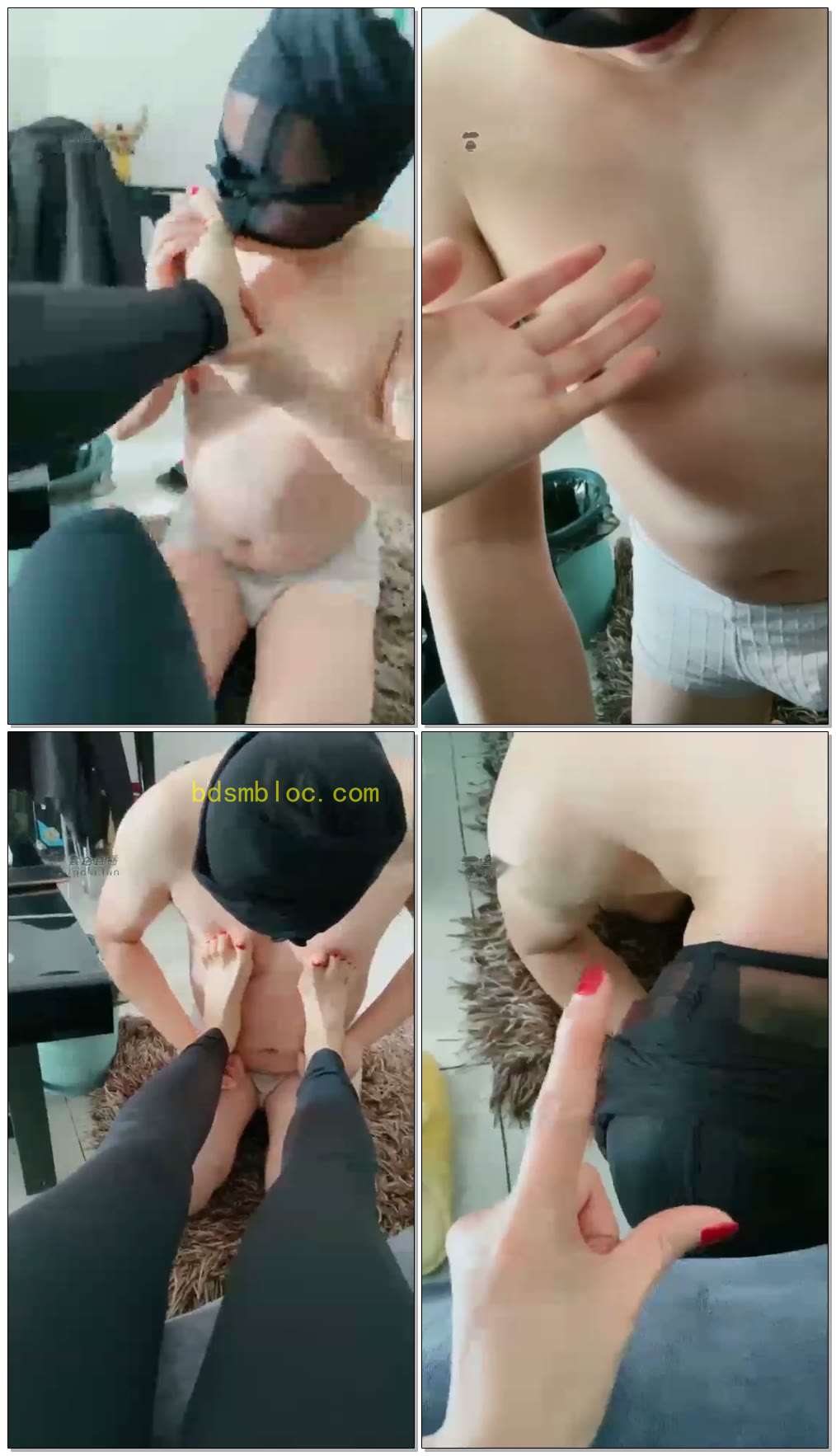 【短发S】犯贱狗舔美脚扇耳光，语言羞辱磕头