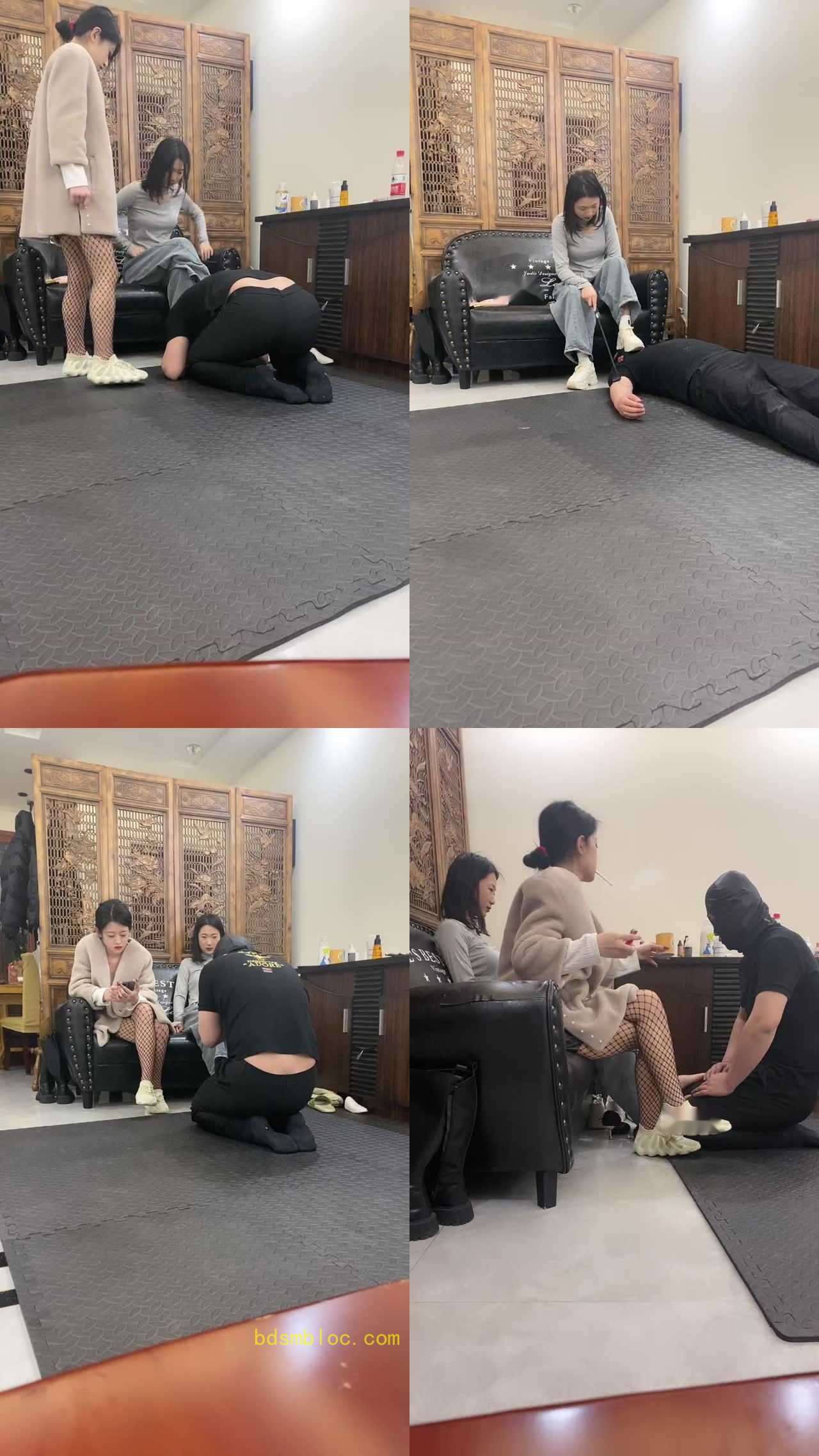 【琳嘉】双S-小白鞋+网袜诱惑/踩踏恋足舔鞋
