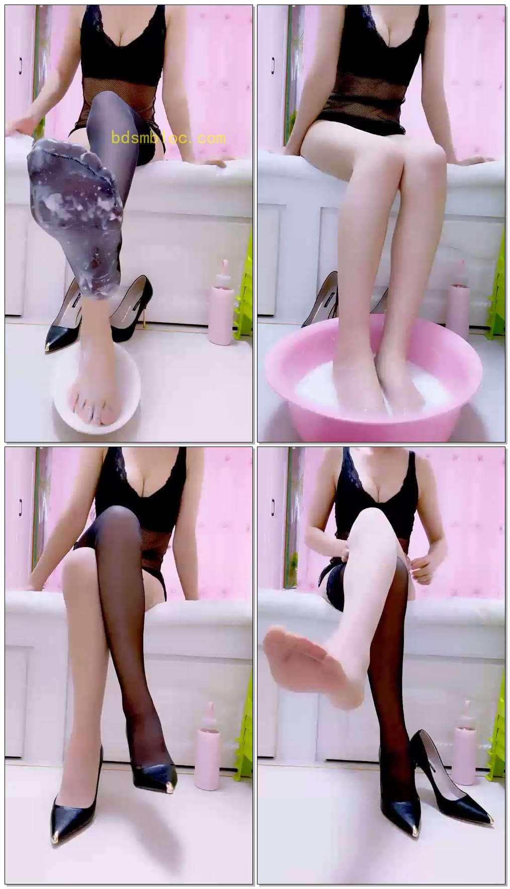 【筱攸女王】第一视角酸奶牛奶洗脚聊天