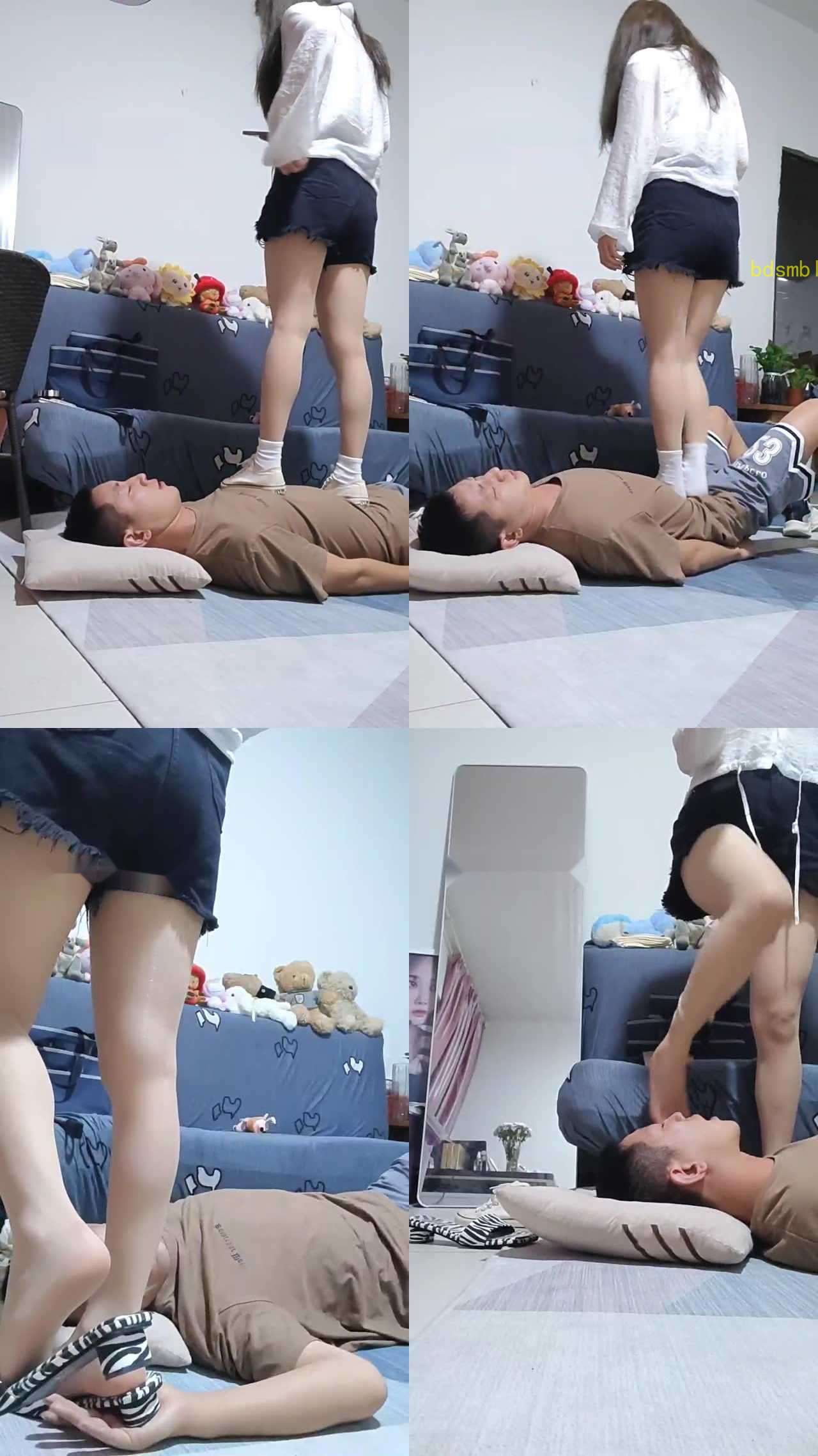 【然而】帆布鞋白袜全体重踩踏/裸足插嘴/碾压狗爪