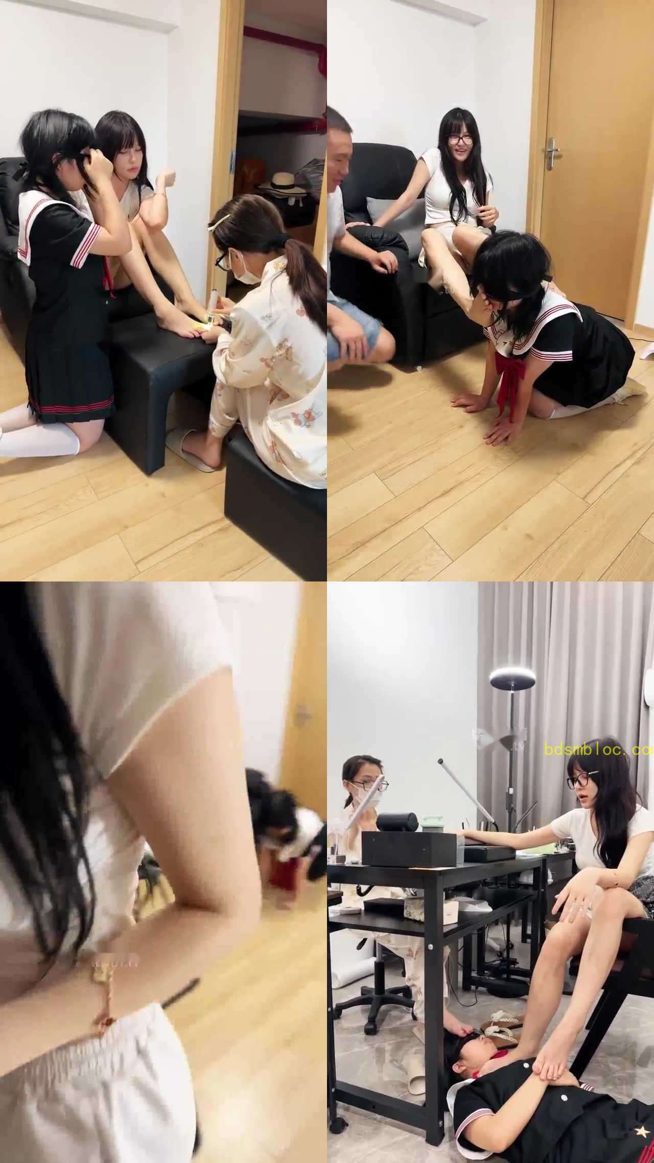 【腿腿】在美甲店当众玩母狗音音和胖虎