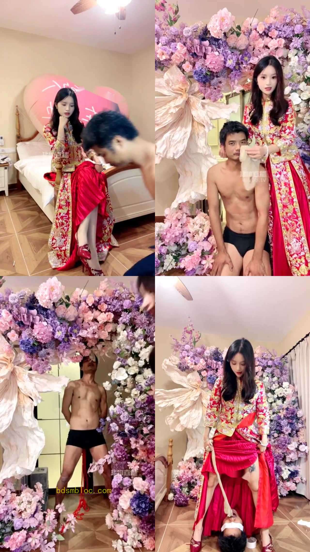 【香芋朱朱】剧情 新婚夜老婆调教狗老公吸香水鼻穿孔挂丝袜狠踢档圣水浇灌喂食裸足舔脚深喉