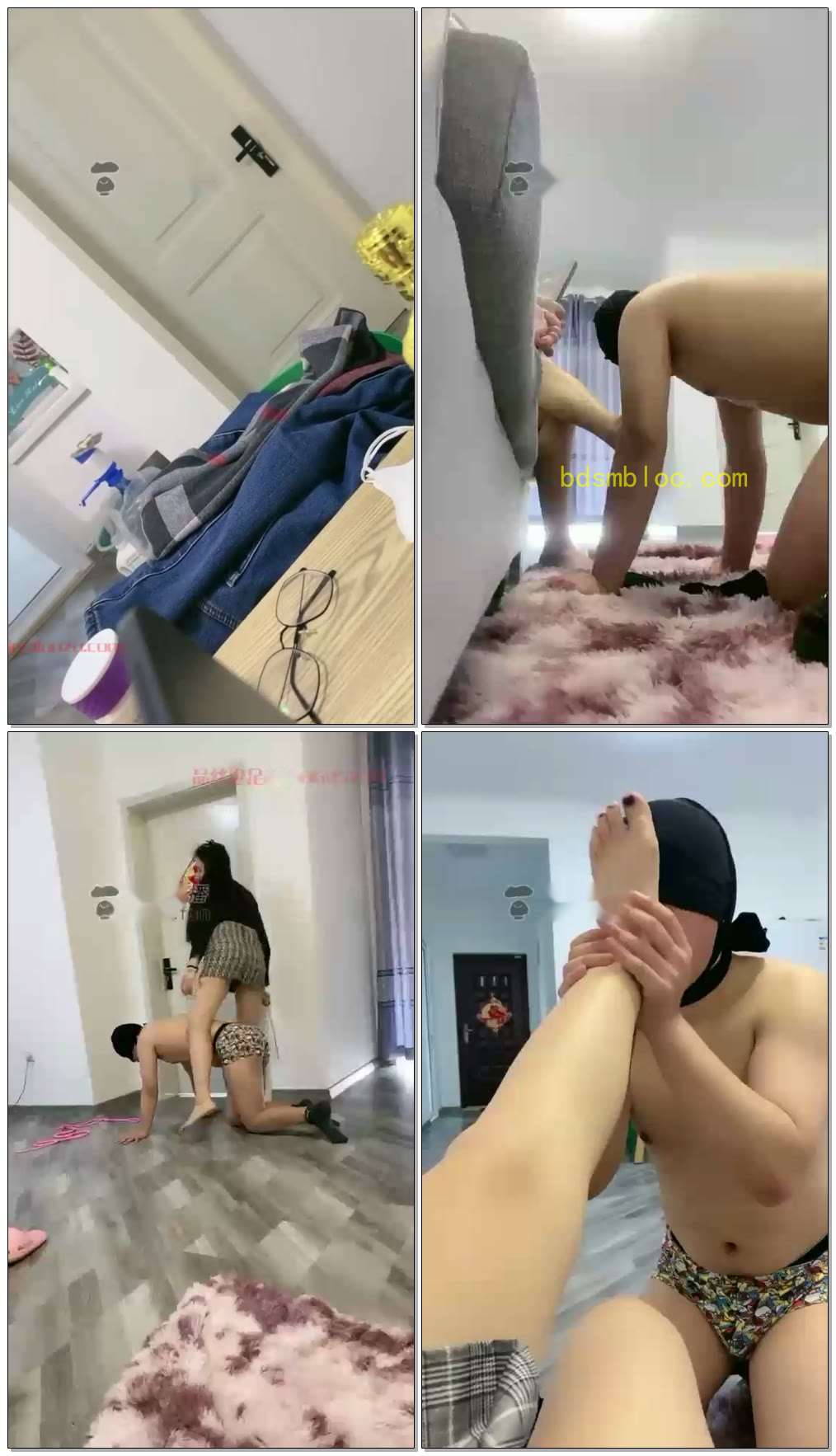 【豆雅双女王】双s调狗，含黑棉袜，裸足深喉骑马