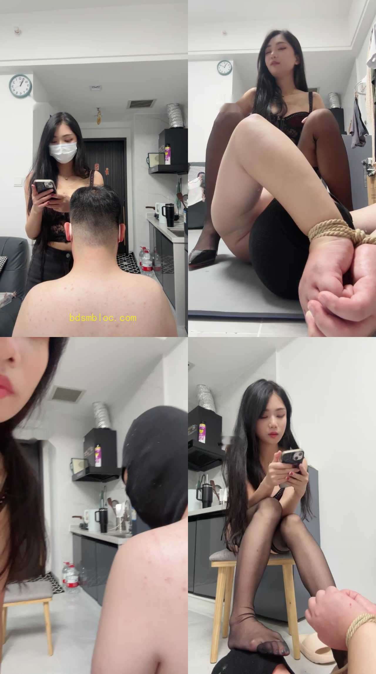 【泡芙】捆绑强制滴蜡/抽耳光/闻鞋闻白袜