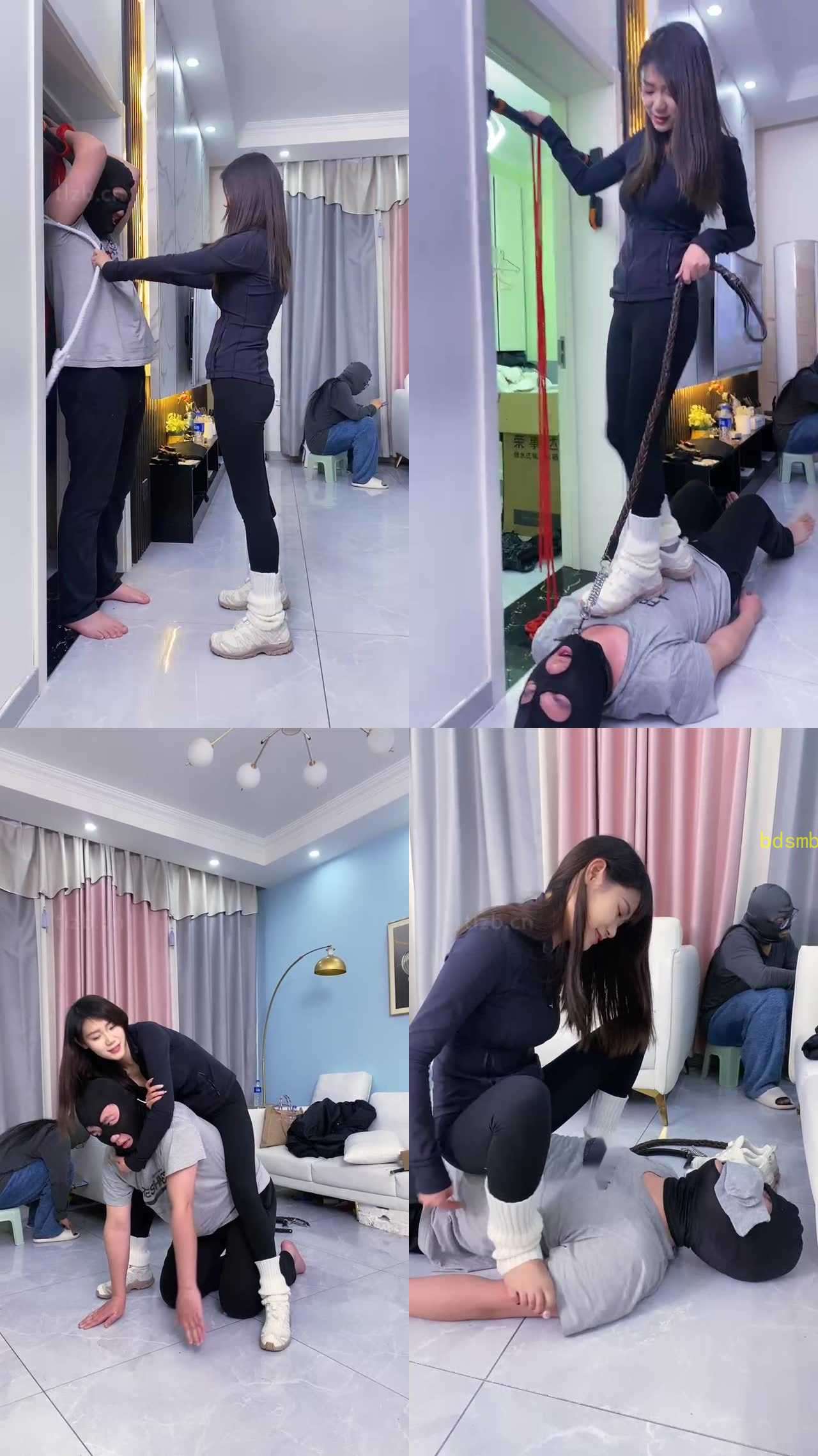 【麋鹿银儿】吊绑重度虐-踢裆虐乳/坐头骑背/腿绞