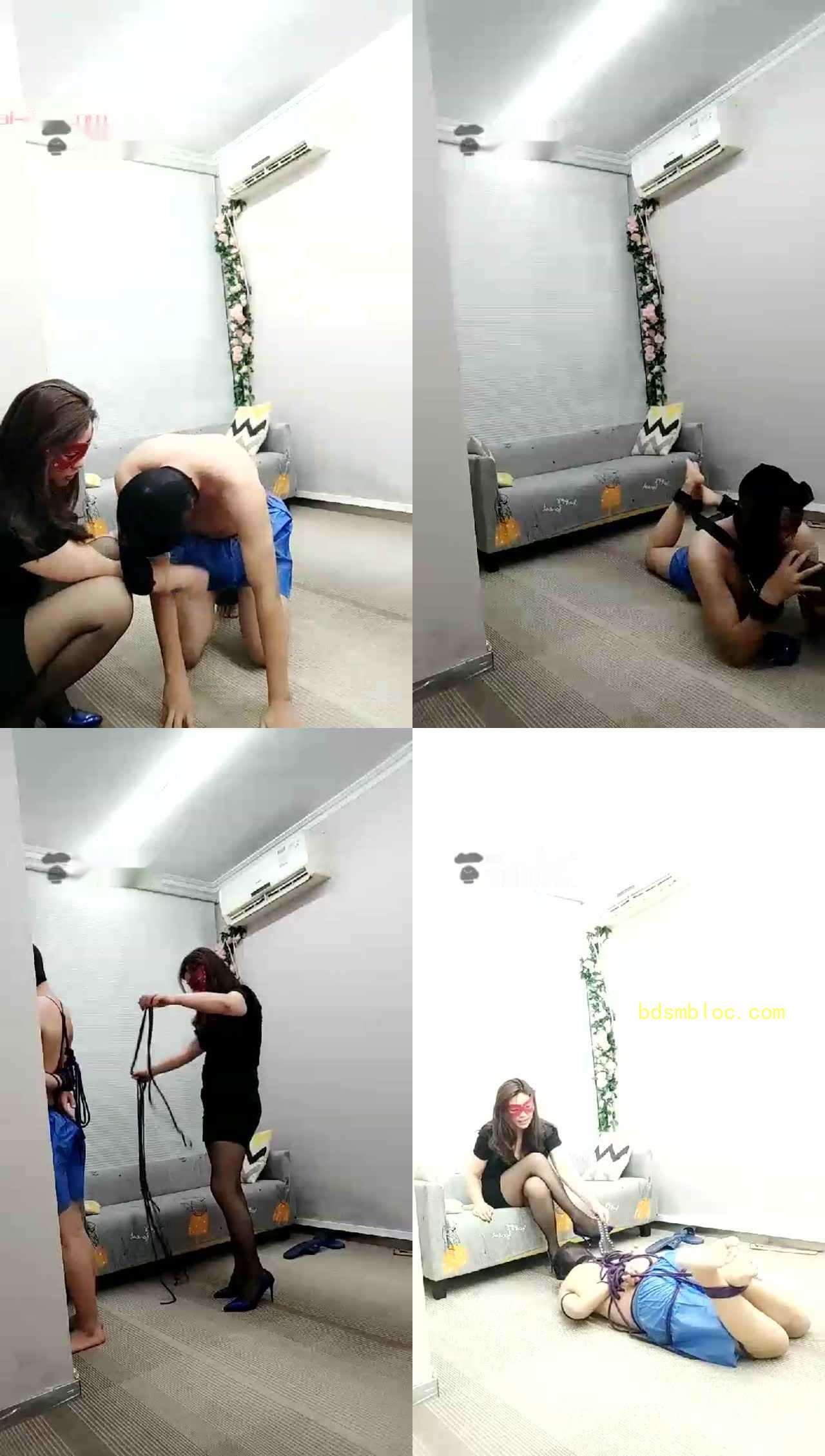 【紫s】好玩的家狗，舔黑丝骑马捆绑