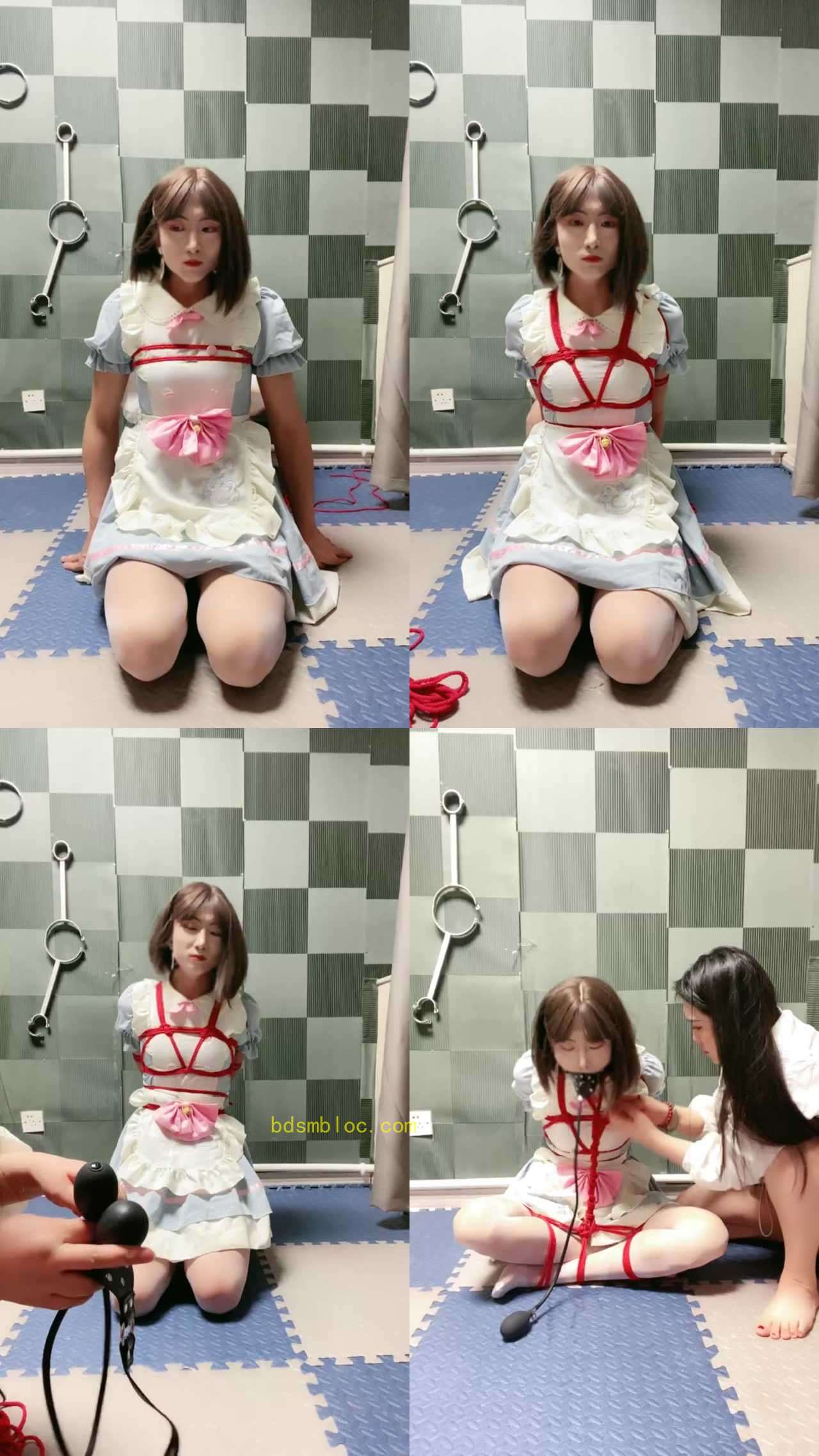 【盈盈S】花式直播坐缚，充气口塞堵嘴