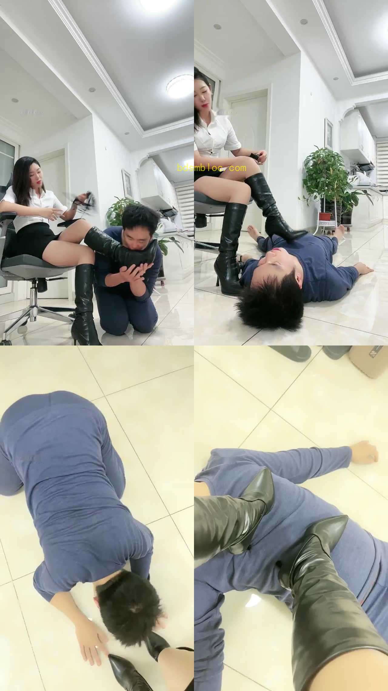 【乔妹儿】高跟长靴踩/喂口水/跪舔脏鞋/物化烟灰缸