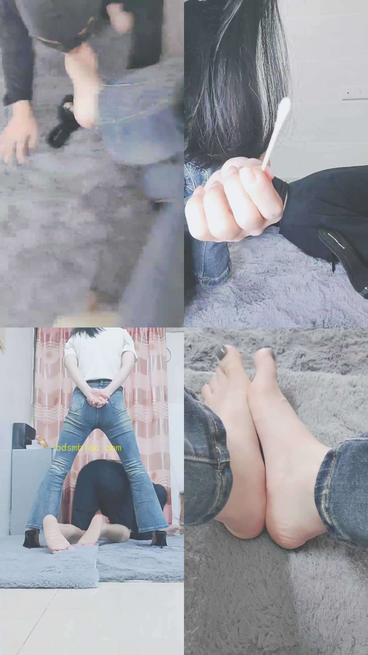【灵竹】高跟裸足恋足舔/吃脚皮/转胯骑狗脖