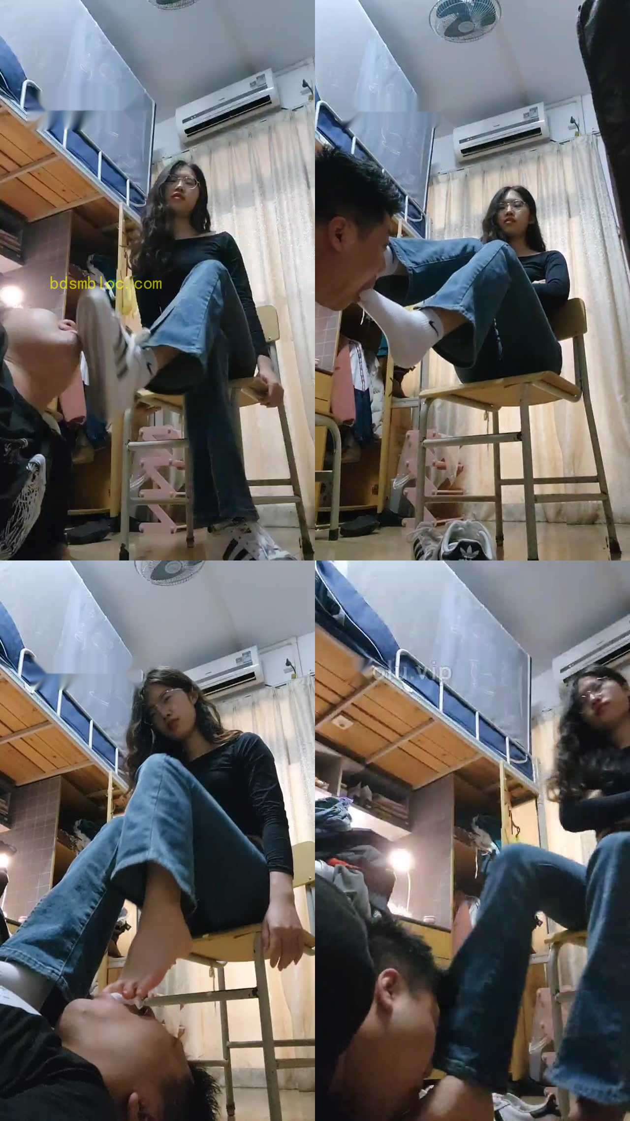 【素人星探】偷溜女生宿舍被虐-白袜踩/骑马/深喉/虐乳/舔鞋