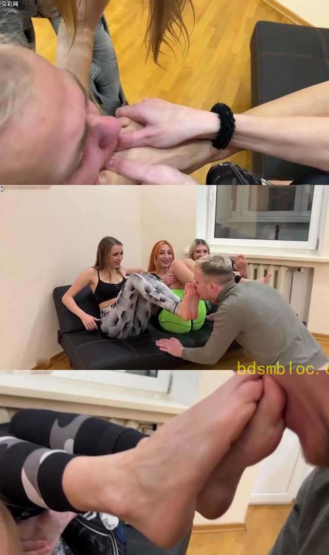 【欧美女王】PP-超美新人女王DorimillsJucy和Agma三人臭棉袜脚群调奶狗！